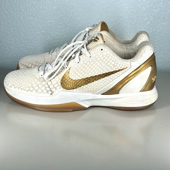 NIKE KOBE 6 PROTRO Shoes Mens Size 10 WHITE Gold Basketball Sneakers - Picture 6 of 16
